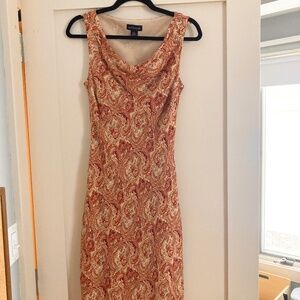 Ann Taylor, paisley print dress with cowl neck. Size 6